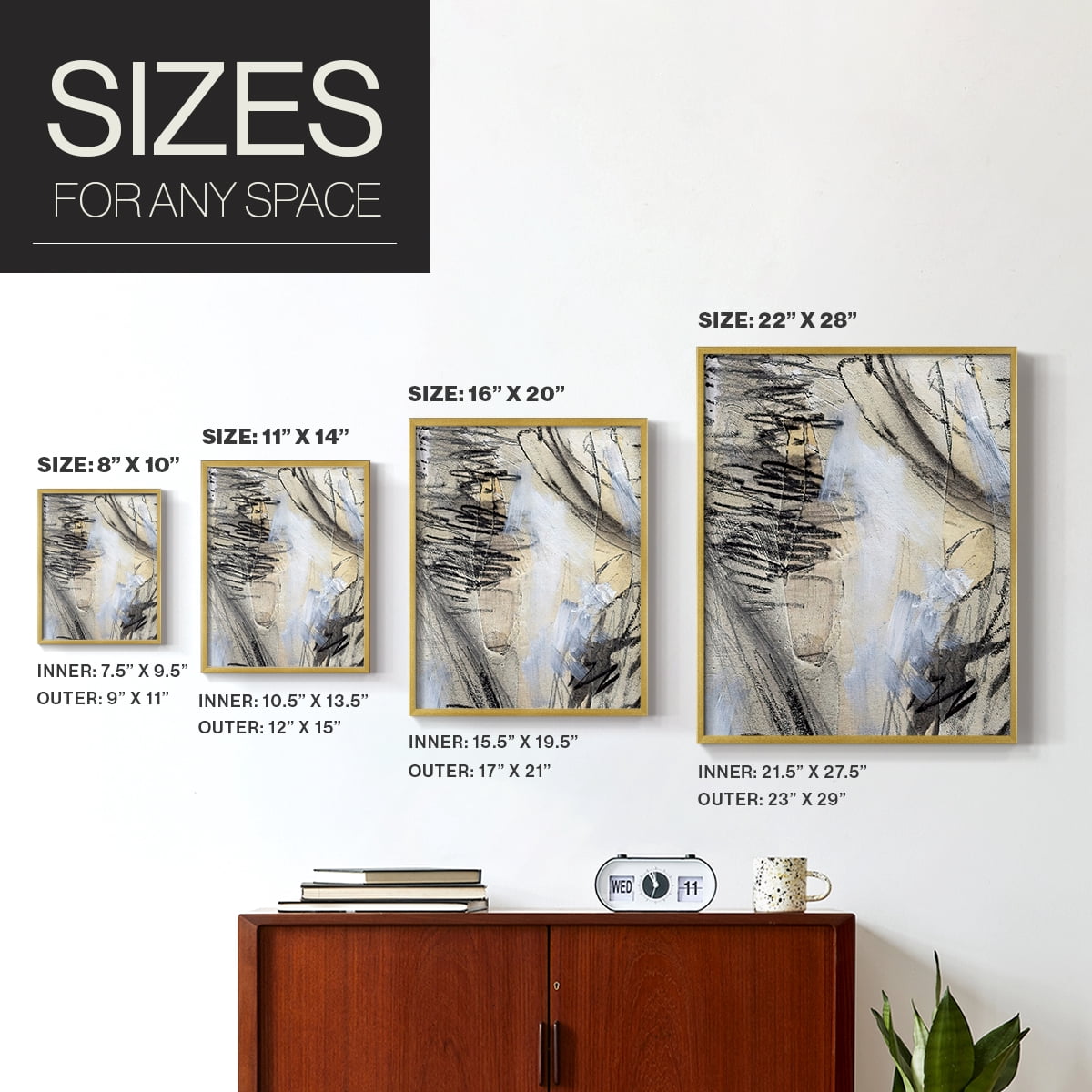 Masked Notes VI Framed Print in Gold Solid Wood Framed Print No Nail Hanging