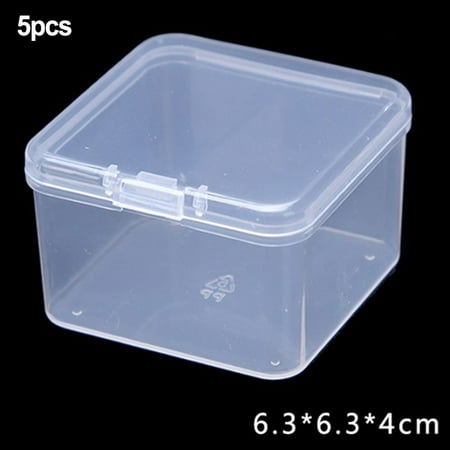 

5Pcs Small Clear Plastic Small Box Hook Jewelry Earplugs Container Storage