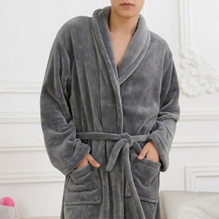 

Couple Long Bathrobe Men Women Warm Soft Plush Coral Velvet Sleepwear Bath Robe Home Bathroom M