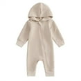 thumbnail image 2 of AherBiu Unisex Boys Girls Baby Clothes Rompers Cotton Long Sleeve Zip up Hooded Comfy Jumpsuit Onesie, 2 of 3