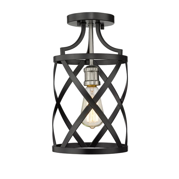 Z-Lite Malcalester Steel Cage Flush Mount in Matte Black and Brushed Nickel