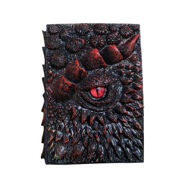 veasfak Journal Artistique Rétro en Relief 3D Sculpture Dragon Journal Rouge