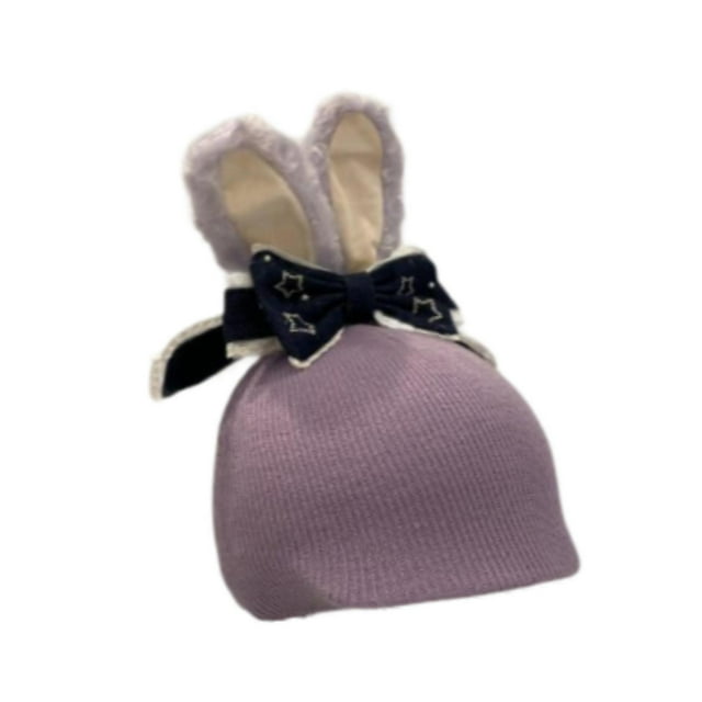 harper Ski Helmet Cover Decorative Cartoon Soft Protector Knitted Hat Decoration Winter Purple Bunny Ear