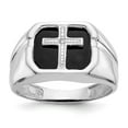 thumbnail image 1 of Solid 14k White Gold Men's Cross Ring Band with CZ Cubic Zirconia Size 9, 1 of 6