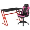 thumbnail image 1 of Bowery Hill Ensemble Bureau de Jeu et Chaise Pivotante de Course en Rouge et Rose, 1 of 9