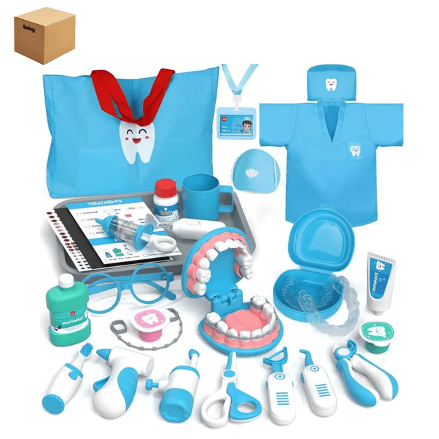 Kit De Juego De Doctora Dentista Didáctico Para Infantiles Belug, Azul
