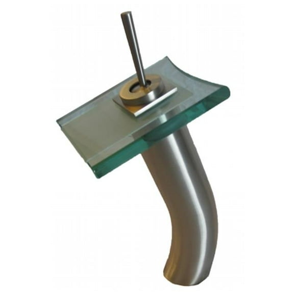 Waterfall Vessel Faucet Brushed Nickel Finish with Clear Glass