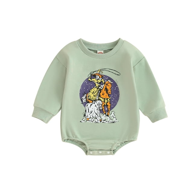 ZAXARRA Baby Girls Boys Fall Sweatshirts Rompers Pumpkin Cow Pattern Crewneck Long Sleeve Infant Fall Bodysuits