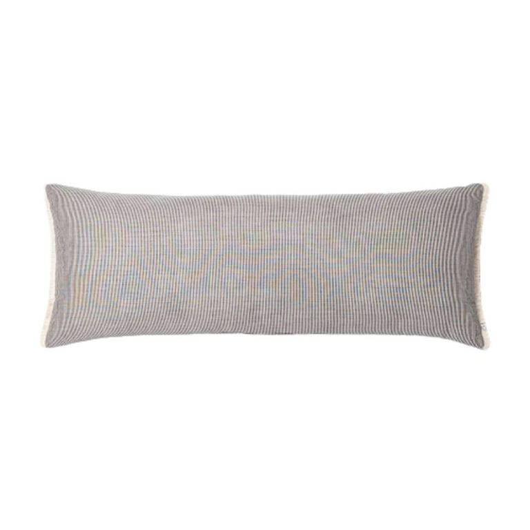 16x42 Quilted Stripe Lumbar Bed Pillow Gray/Cream - Hearth