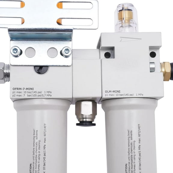 1/2" NPT Tire Changer Air Pressor Oil Water Regulator Separator with Pressure Gauge, Anti-Corrosion Plastic Housing, Visible Bowl, Complete Accessories, and Maximum Pressure of 145Psi