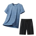 thumbnail image 2 of jobturf Men's 2 Piece Set Quick Dry Short Sleeve T-Shirt and Zipper Pocket Shorts Workout Sets Summer Plus Size Tracksuit M-5XL, 2 of 9