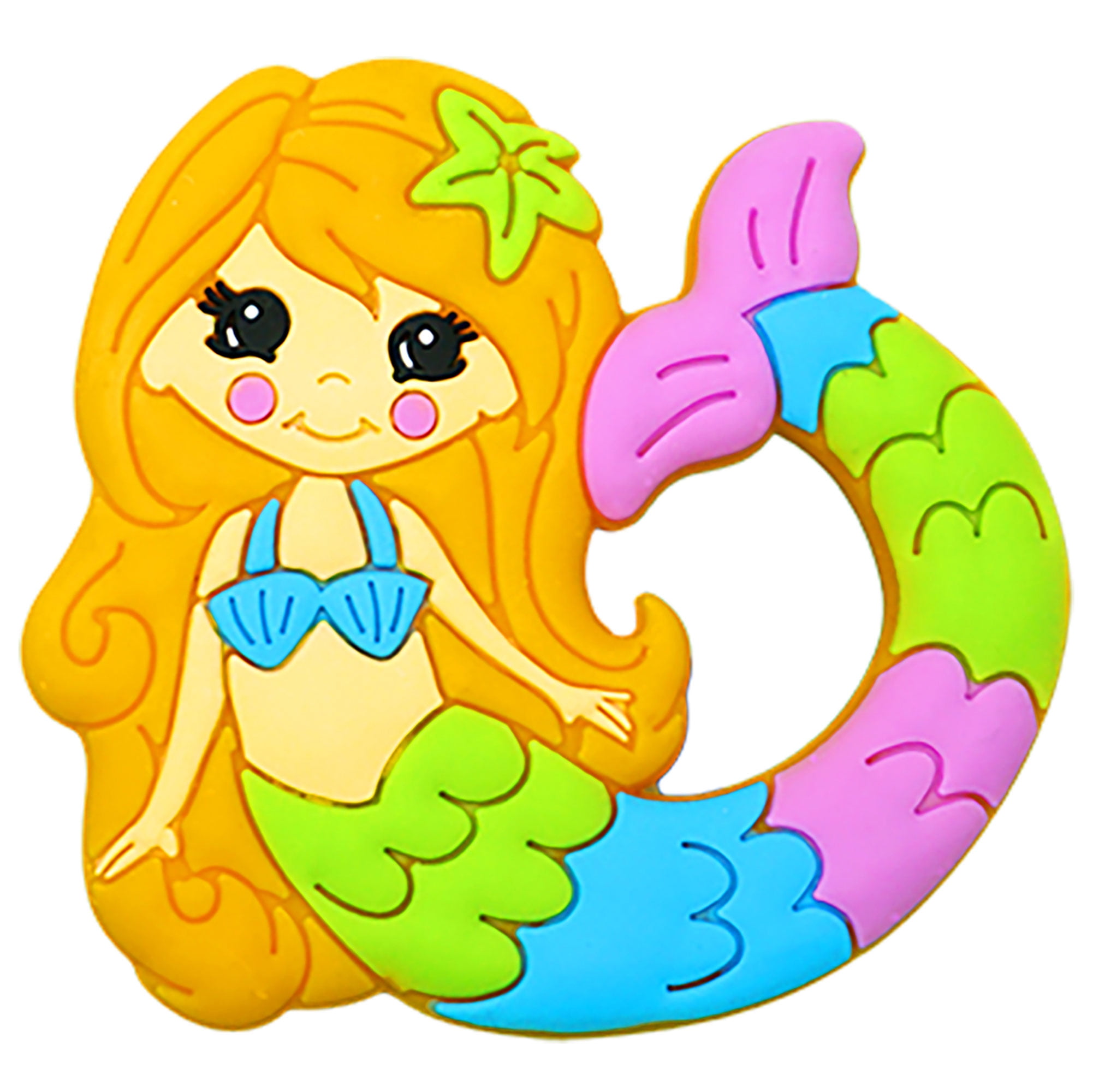 Silli Chews Baby Teether Mermaid Silicone BPA Free Teething Toy For Infants, Toddlers, and Kids