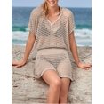 thumbnail image 2 of Xishao Mujer Ropa de Vacaciones Cubre Bikini Vestido de Playa Verano de Punto Ahueca Croché Albaricoque Croché Albaricoque Xishao ropa, 2 of 2