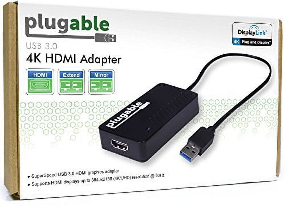 Plugable USB 3.0 to HDMI 4K DisplayLink Video Graphics Adapter for