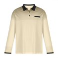 thumbnail image 4 of NOLDARES Men's Polo Shirts Long Sleeve 2025 Casual Polo T-Shirts Color Block/Solid Slim Fit Golf Polo Shirt(Beige,M), 4 of 5