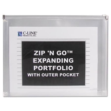C-Line Letter Size Zip -N Go Expanding Portfolio with Outer Pocket 13 x 10 Clear