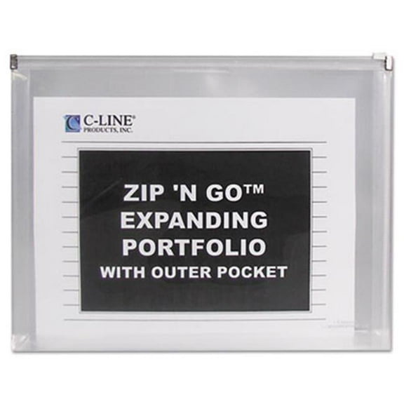 C-Line Letter Size Zip -N Go Expanding Portfolio with Outer Pocket 13 x 10 Clear