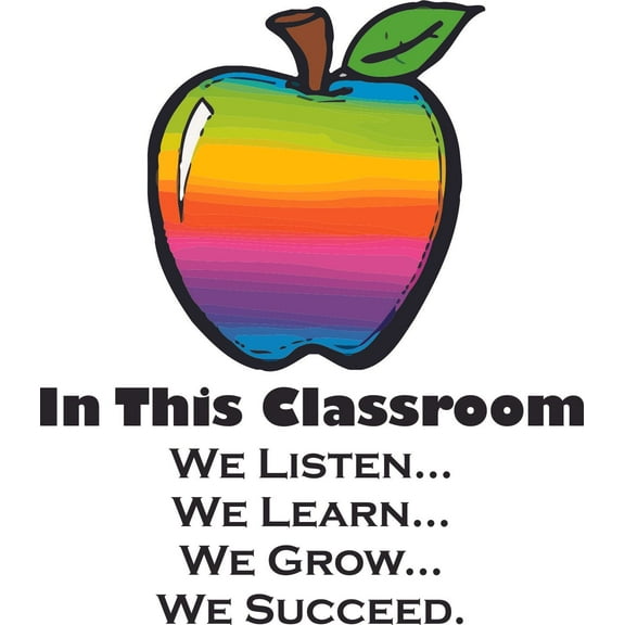 In This Classroom Apple Quote Design School Wall Decals for Classroom and Design Decals on Walls - Teacher Creative Artwork Stickers Sticker Back to School Ideas Teachers Schools Size (30x15 inch)