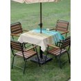 thumbnail image 3 of Outdoor Tablecloth with Umbrella Hole and Zipper, Turquoise Summer Beach Coastal Square Table Cloth 54x54 Inch Waterproof Tablecloth, Nautical Beige Seaside Picnic Table Cover for Patio Camping, 3 of 7