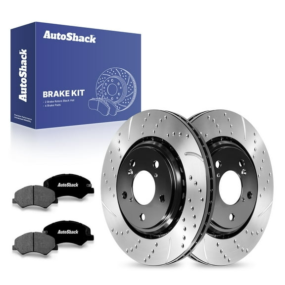 AutoShack 12.6" (320 mm) Front Vented Drilled & Slotted Brake Rotors E-Coated   Premium Ceramic Brake Pads | Replacement for 2018-2024 Honda Odyssey | 6-PC Brake Kit | ShadowGuard