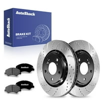 AutoShack 12.6" (320 mm) Front Vented Drilled & Slotted Brake Rotors E-Coated Premium Ceramic Brake Pads | Replacement for 2018-2024 Honda Odyssey | 6-PC Brake Kit | ShadowGuard