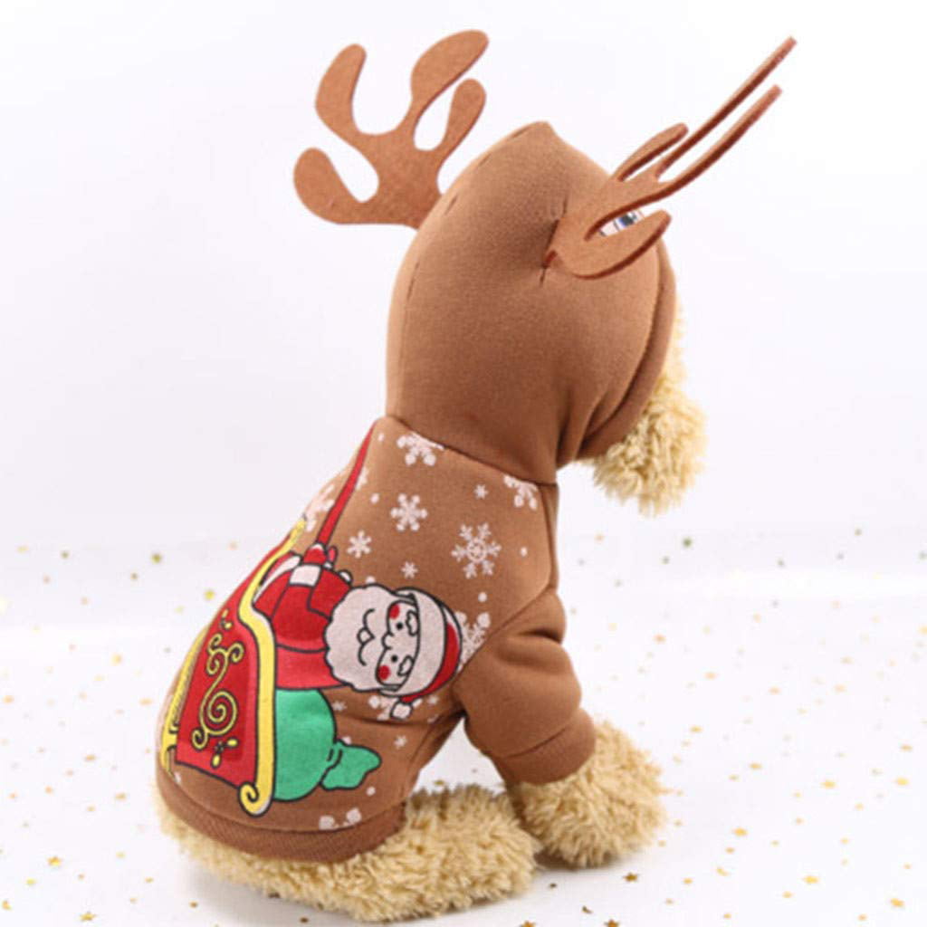 Casual Canine Reindeer Dog Hoodies Hoodie Pet Brown Christmas Xmas  Costume 