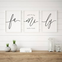 This Is Our Happy Place Canvas Painting 3 Pieces Family Quote Posters Prints Wall Art Pictures for Living Room Farmhouse Home Decor with Wooden Inner Frame