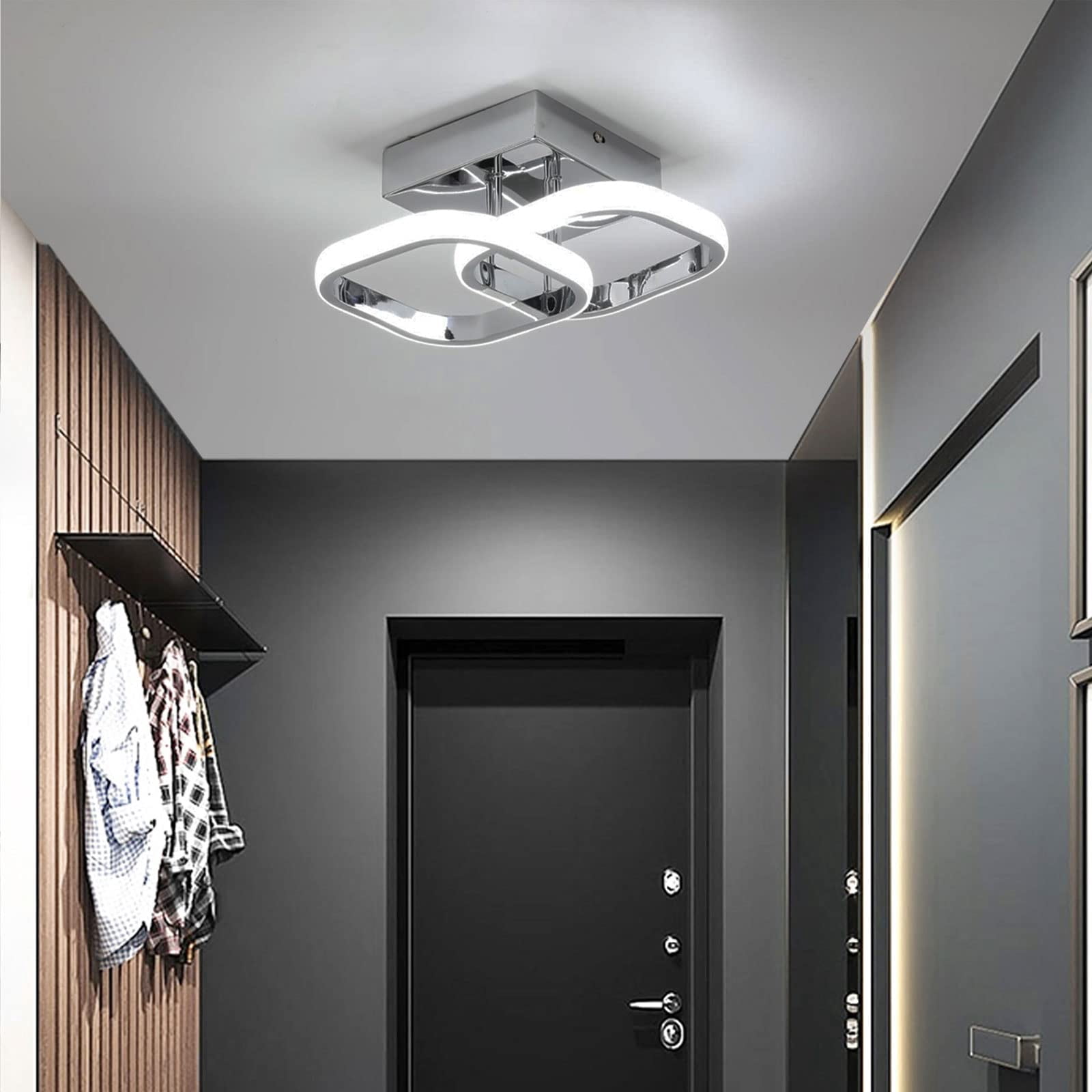 ADISUN Led Ceiling Light Fixtures Square Modern Led Ceiling Lamp Flush Mount Lighting Fixture for Living Room Bedroom Kitchen Bathroom 6000K, Chrome