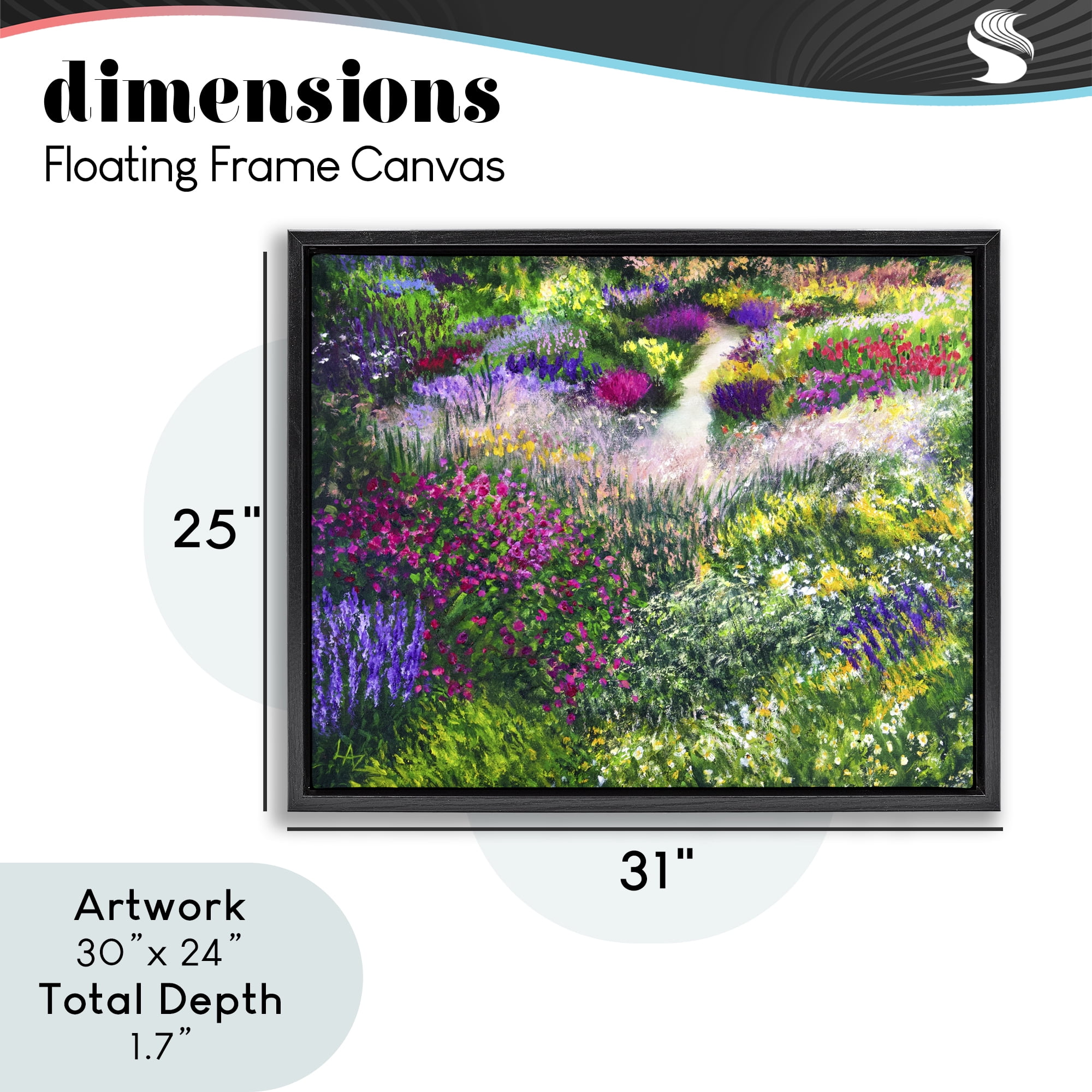 Stupell Industries Breath Of Spring Meadow Black Framed Floater Canvas Wall Art, design by Lee Ann Zirbes