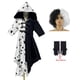 thumbnail image 1 of Disfraz De dama malvada Cruella De Vil para Halloween, vestido De noche De princesa para niñas, medio negro, Media peluca blanca, Verano xuanjing  unisex, 1 of 2