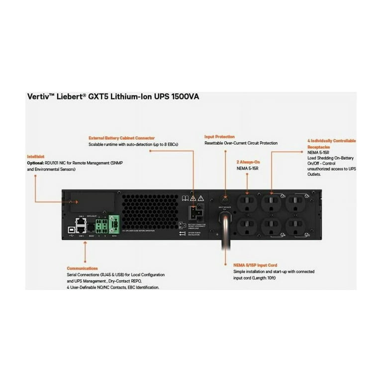 Vertiv Liebert GXT5 Lithium-Ion N Online UPS 1500VA/1350W