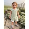 thumbnail image 4 of BemeyourBBs Toddler Baby Girl Summer Clothes Cute Infant Baby Girls Plaid Gingham 2 Piece Outfits Flying Sleeve Lace Collar Shirt Tops and Shorts Set Toddler Girls Summer Outfit, 4 of 9