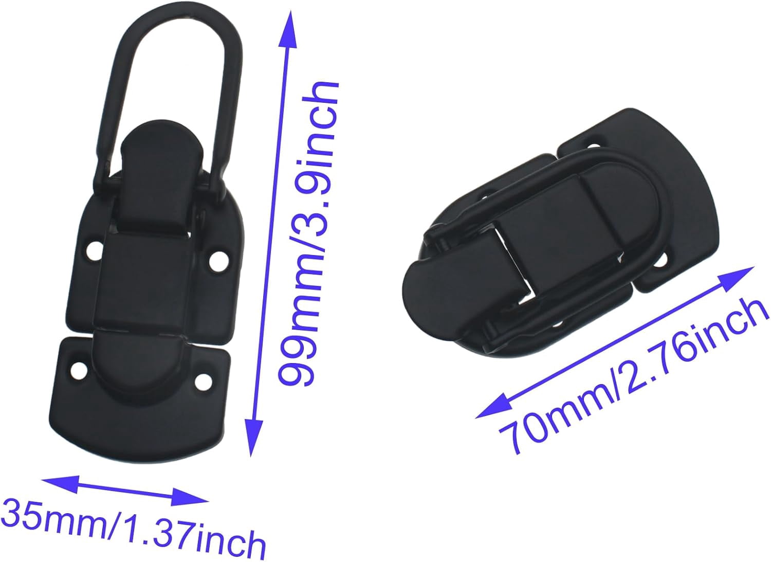JJEAN-2 PCS Retro Toggle Latch Black Antique Flat Hasp Metal Duck Billed Hasp Lock for Wooden Box and Cabinet Decorative