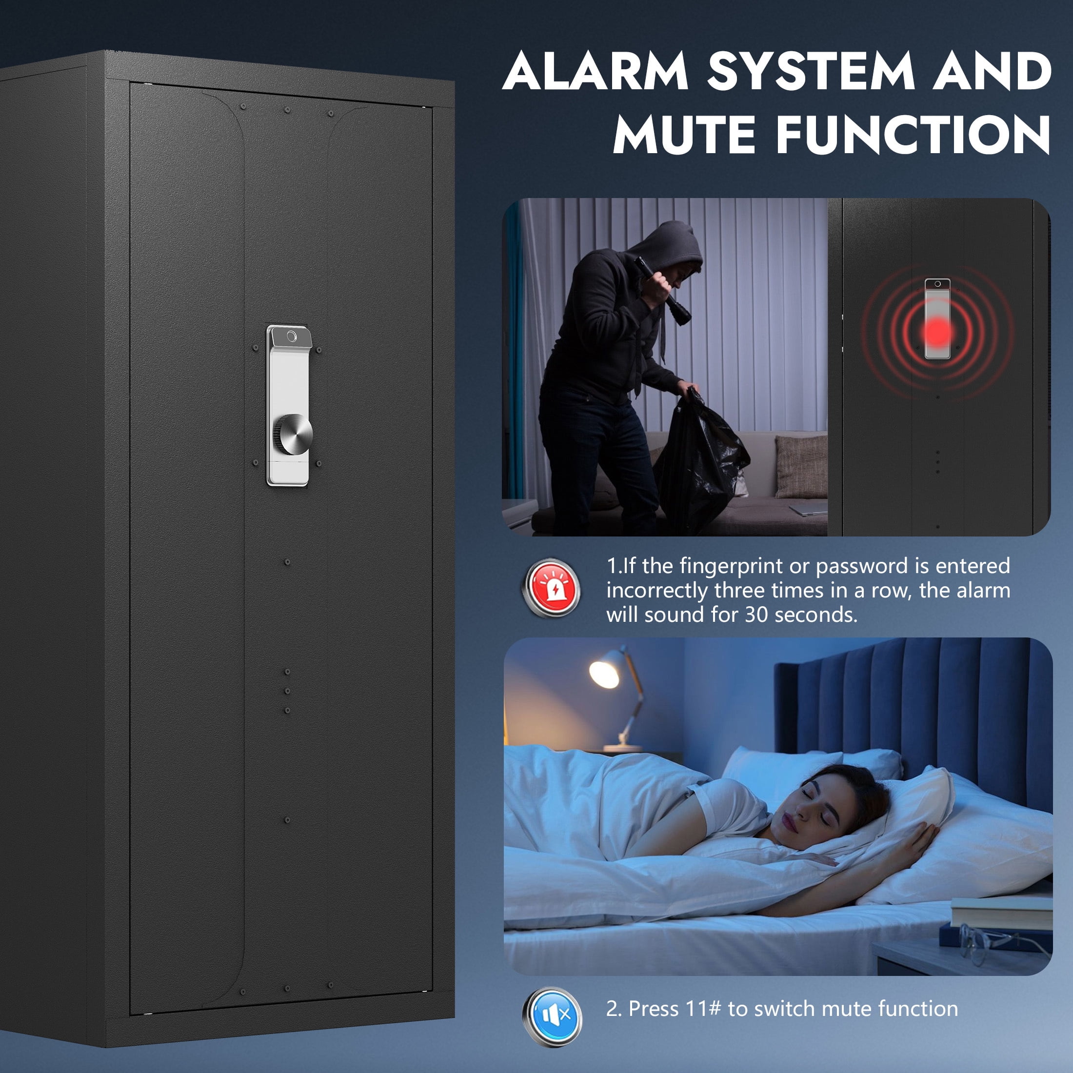 KAER 20-25 Biometric Gun Safe, Quick Access Large Gun Safe for Rifles and Pistols, Unassembled Gun Cabinet with Adjustable Gun Racks and Storage Bag
