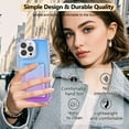 thumbnail image 6 of Card Slot Gradient Color Transparent Phone Case for iPhone 15 Pro Max, Soft TPU Shockproof Anti-Fall Slim Hard PC Back Cover with Tempered Glass Lens Protector for iPhone 15 Pro Max - Blue+Purple, 6 of 8