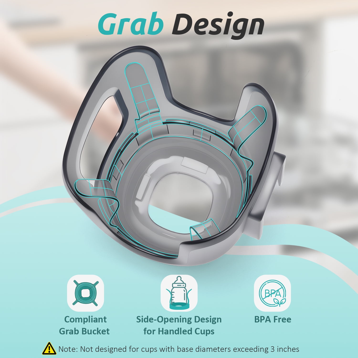 Stroller Cup Holder Fits for UPPAbaby Vista/Vista V2/Vista V3/Cruz/Cruz V2/Cruz V3/Minu/Minu V2/Minu V3/Minu Duo, Holds Different Drink Sizes, One-Hand Quick Install/Remove, Folds with Stroller