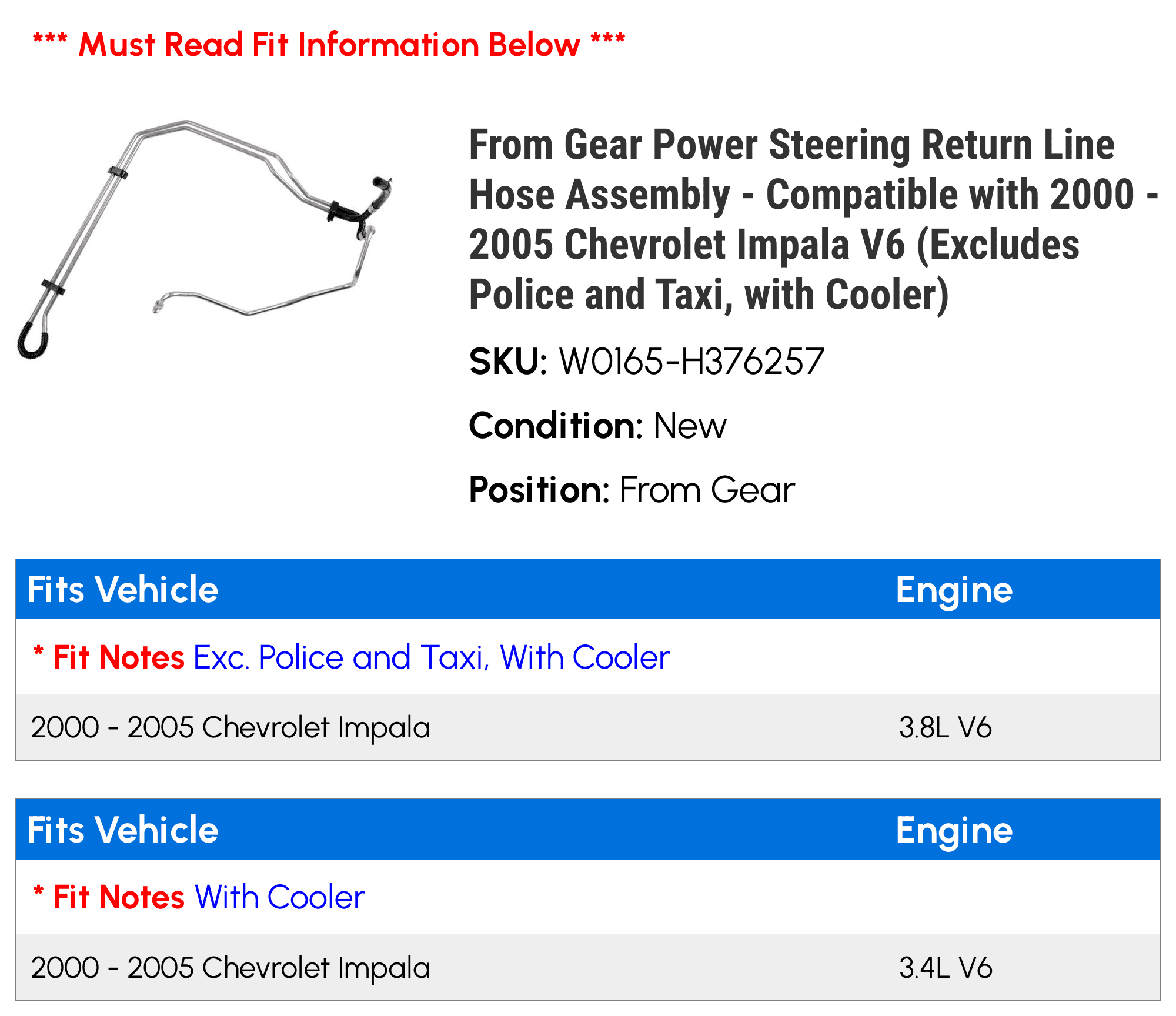 Online activity promotion For 20002005 Chevrolet Impala Power Steering
