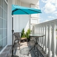 thumbnail image 2 of FLAME&SHADE 9 ft Half Round Outdoor Market Patio Table Umbrella with Tilt for Wall Balcony, Aqua Blue, 2 of 7