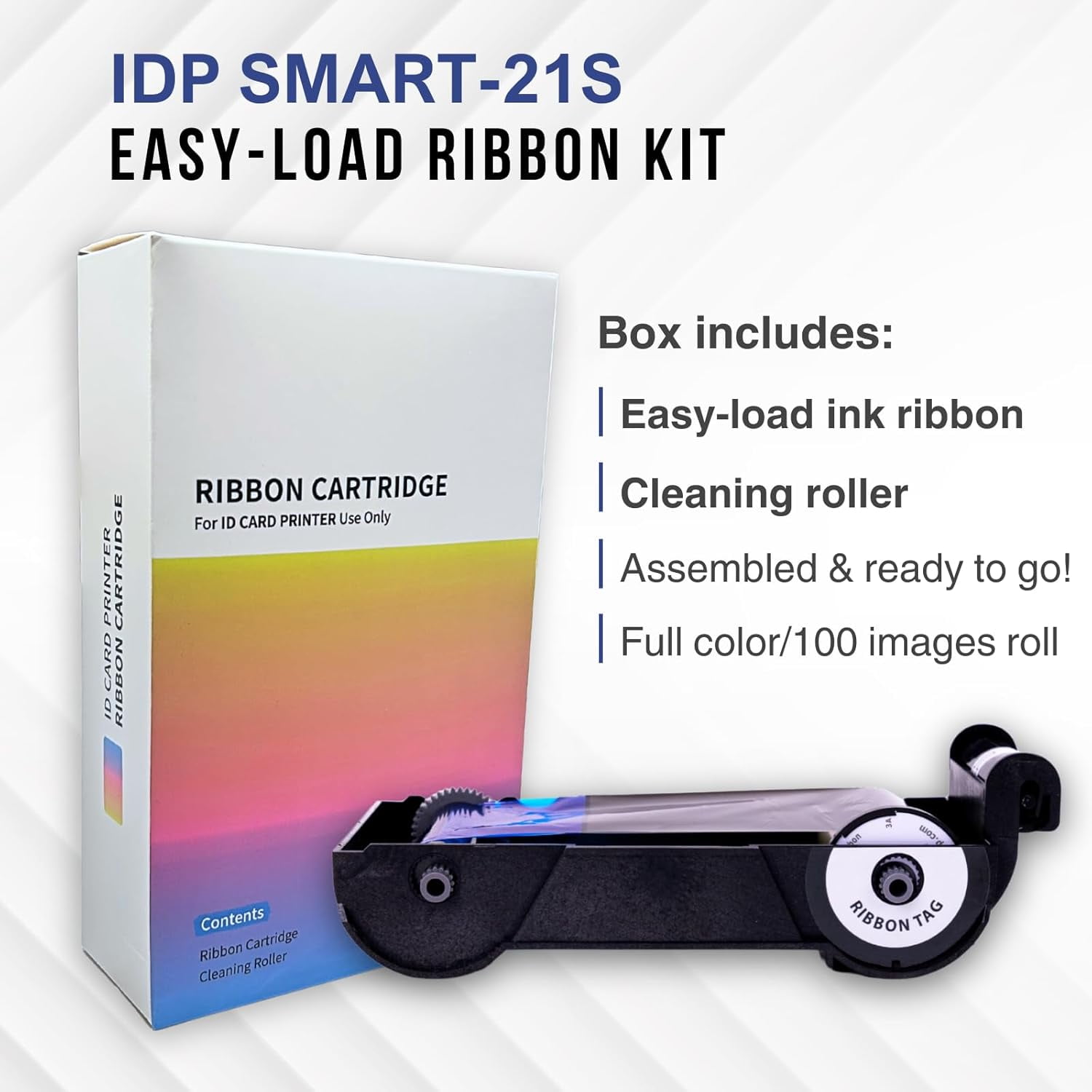 IDP SMART-21S ID Printer Easy-Load Color Ribbon Kit YMCKO, 100 Prints (Compatible with IDP SMART-21 ONLY)
