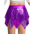 thumbnail image 6 of vastwit Kids Girls 2 Piece Cheerleading Outfits Sparkly Sequins Crop Top with Mini Skirt Jazz Latin Ballroom Dance Dress Purple 8, 6 of 7