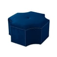 thumbnail image 4 of Nicole Miller Cocktail Ottoman Zaid Velvet Upholstered Octagon Single Tufted Nailhead Trim Navy/Chrome, 4 of 10