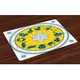 thumbnail image 1 of Ambesonne Astrology Place Mats Set of 4, Zodiac Natal Chart, Standard Size, Yellow Blue, 1 of 4