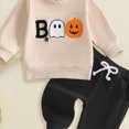 thumbnail image 4 of NOLDARES Toddler Baby Boy Fall Clothes Embroidery outfit Long Sleeve Top Jogger Pant Set(T246-Khaki), 4 of 4