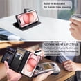 thumbnail image 5 of Wallet Case for Samsung Galaxy S26+ 5G 6.7-inch, Litchi Leather Flip Zipper Purse Cover with Card Holder, Detachable Wristlet, Kickstand Shockproof Protective Phone Case,Black,For Galaxy S26+ (5G), 5 of 9
