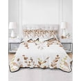 thumbnail image 3 of Quilts Twin XL Size, Brown Eucalyptus Leaves Soft Comforter Bedding Set for Bed, Farmhouse Botanical Watercolor Lightweight Quilted Bedspread with Pillow Cover(2 Pieces) for All Season, 68x98 Inch, 3 of 6