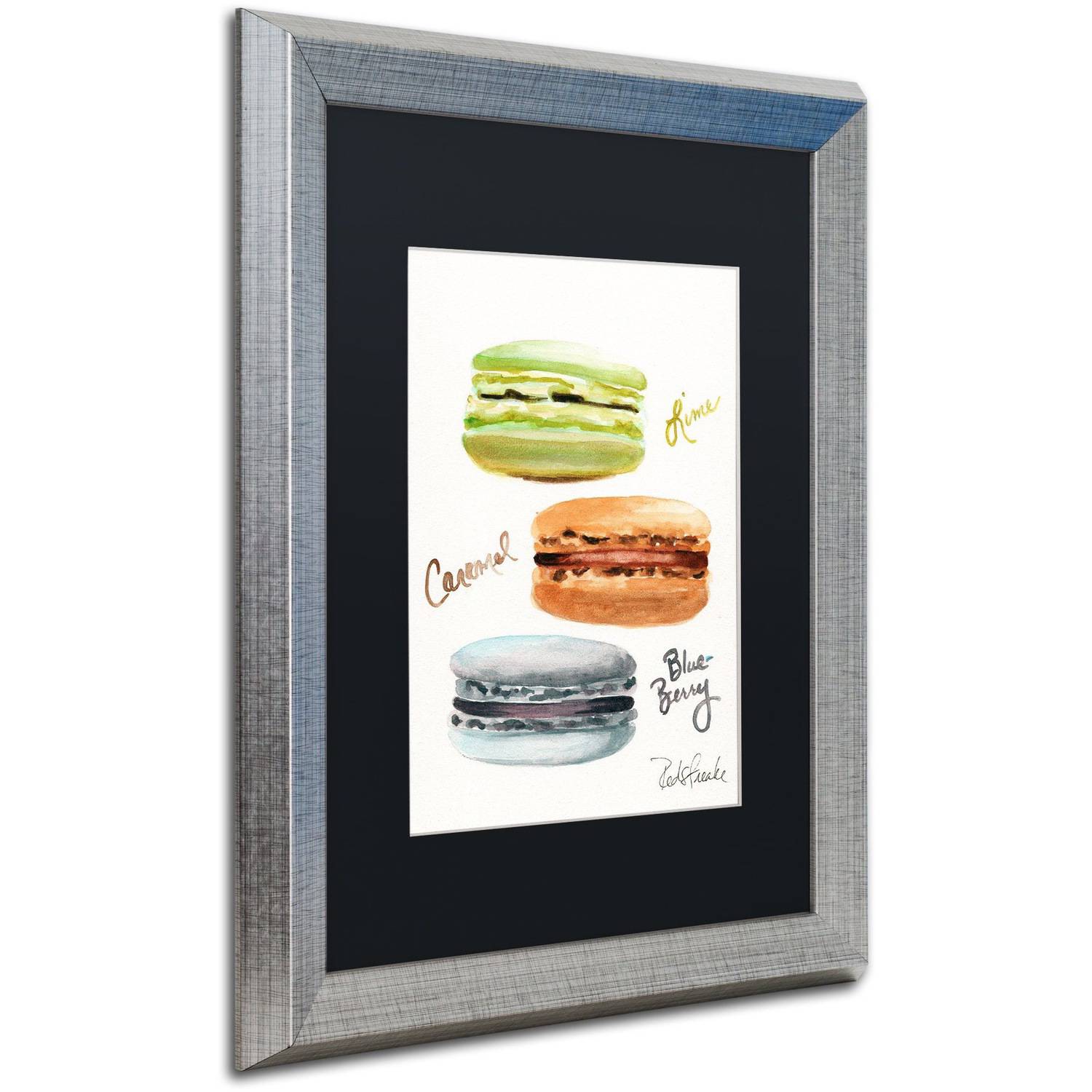 Trademark Fine Art "4 Macarons" Canvas Art by Jennifer Redstreake Black Matte, Silver Frame