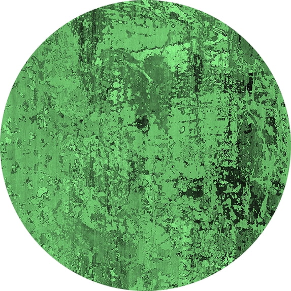 Ahgly Company Indoor Round Oriental Emerald Green Industrial Area Rugs, 6' Round