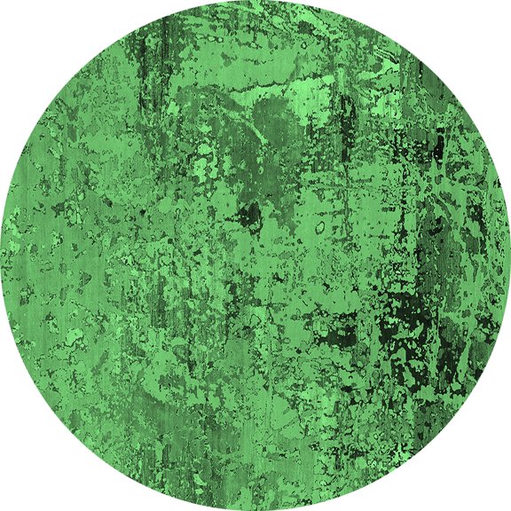 Ahgly Company Indoor Round Oriental Emerald Green Industrial Area Rugs, 3' Round