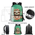 thumbnail image 4 of Jeiento Sloth Backpack for Girls 8-12 School Bag Boys with Lunch Bag Pencil Case Water Bottle Sleeve 4Pcs/Set Flower Bookbag Elementary School Satchel Kids Child Daypack Green, 4 of 7