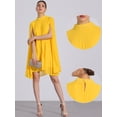 thumbnail image 2 of DARING DIVA Flowy Cloak Sleeve Cape Pleated Chiffon Dress M Yellow, 2 of 6